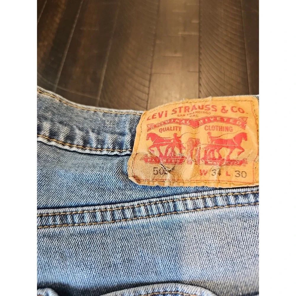 Levi's Mens Blue 505 Straight Leg Denim Jeans Slight Stretch Med Wash Size 34x30